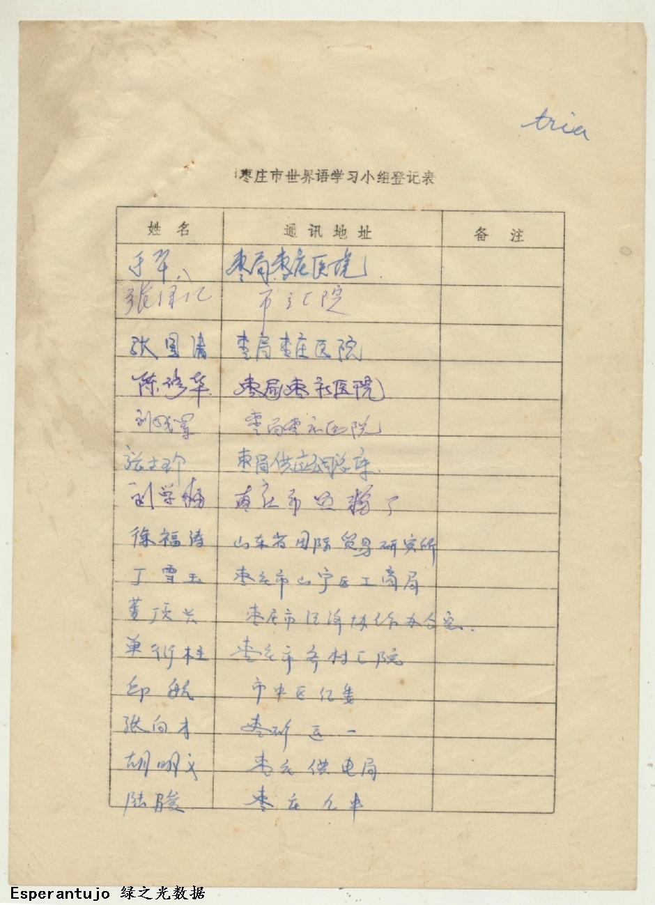 枣庄市世界语学习小组登记表 004